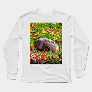 Touchdown!  football on a leafy field Long Sleeve T-Shirt